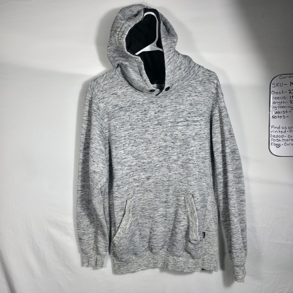 CSG Mens Space Dye Pullover Hoodie Grey Marl Funnel Neck Sweatshirt Size Medium